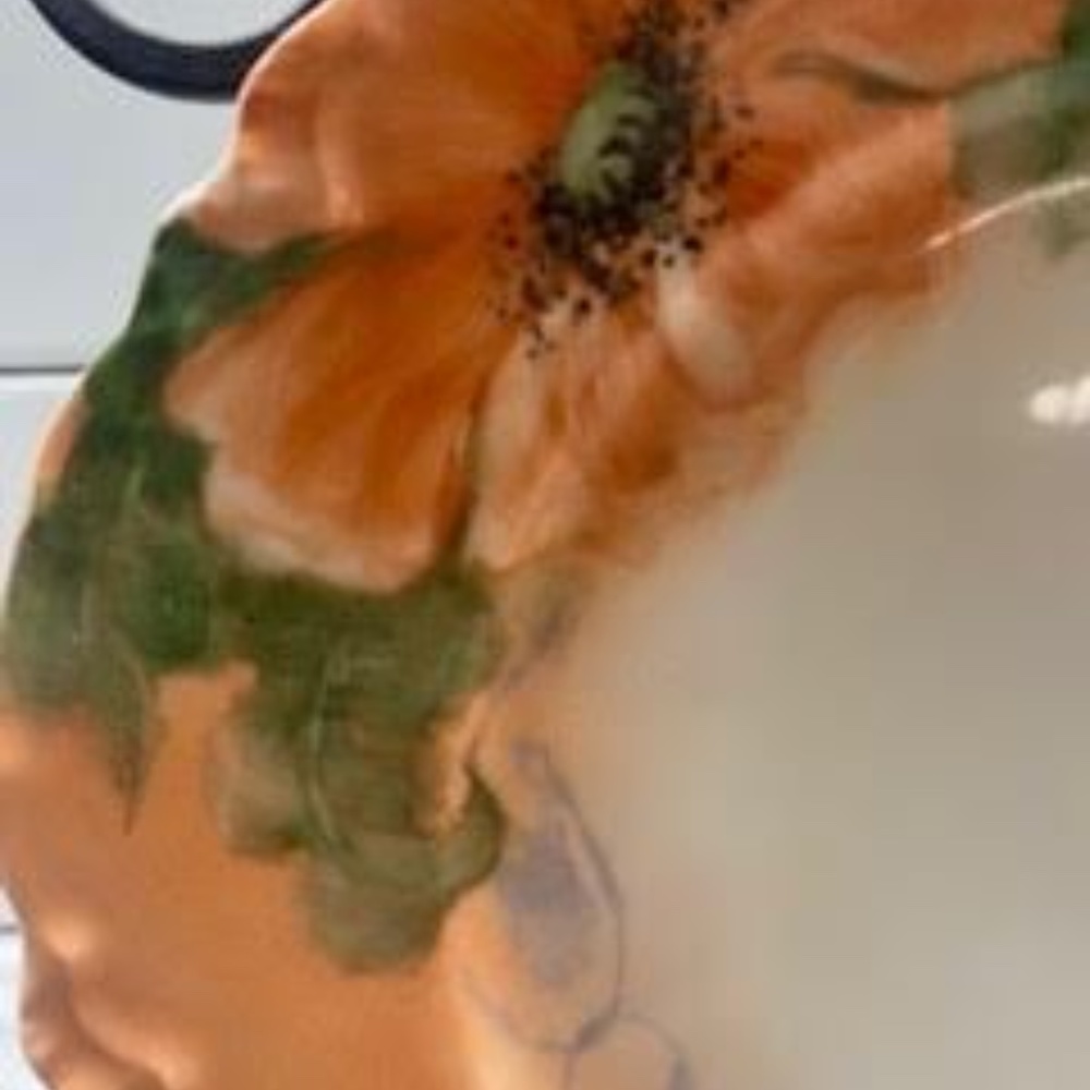 Antique Haviland France Hand Painted Poppy Plate, 8.25" diameter - Picture 2 of 3
